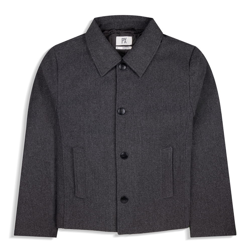 PX Clothing Charcoal Grey Peacoat Jacket - Size Small